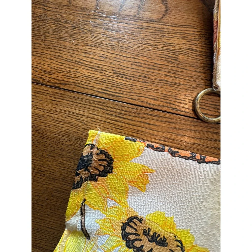 Vintage 70s Sunflower Fruit Harvest Cafe Curtains Pinch Pleat Retro Kitchen 2pc